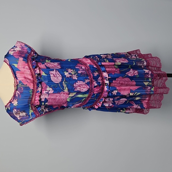 Free People Spring Fling Sleeveless Mini Dress W/Slip:Ultra Violet Combo: Medium - Picture 6 of 16